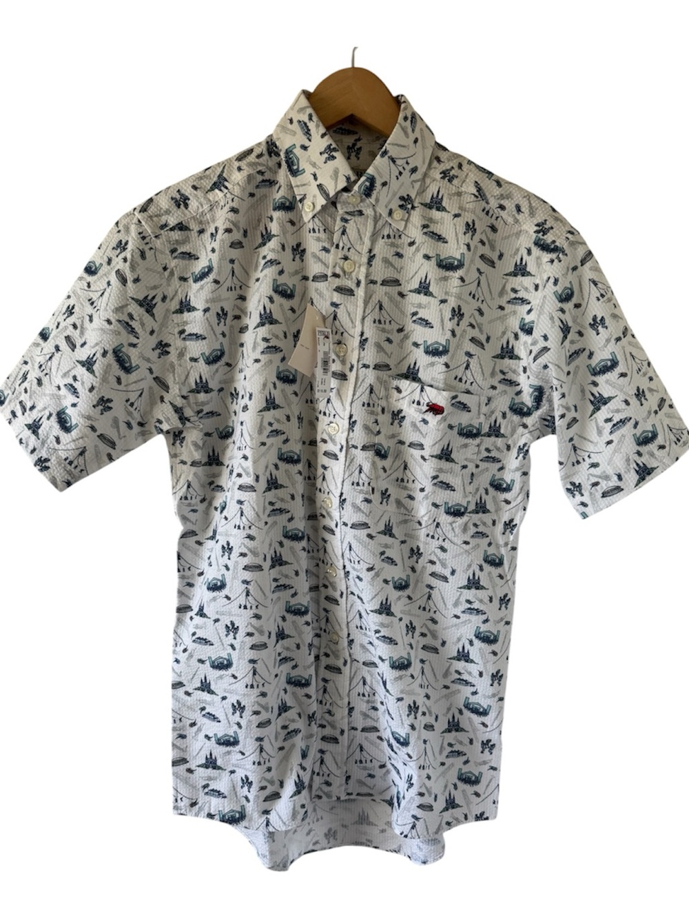Men's Perlis Short-Sleeve Button-Down Shirt in Crawfish Festival print - Small